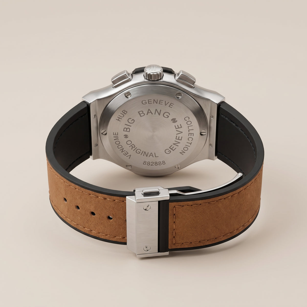 Sport Chronograph Skeleton Dial Watch – Steel Case, Tan Leather Strap