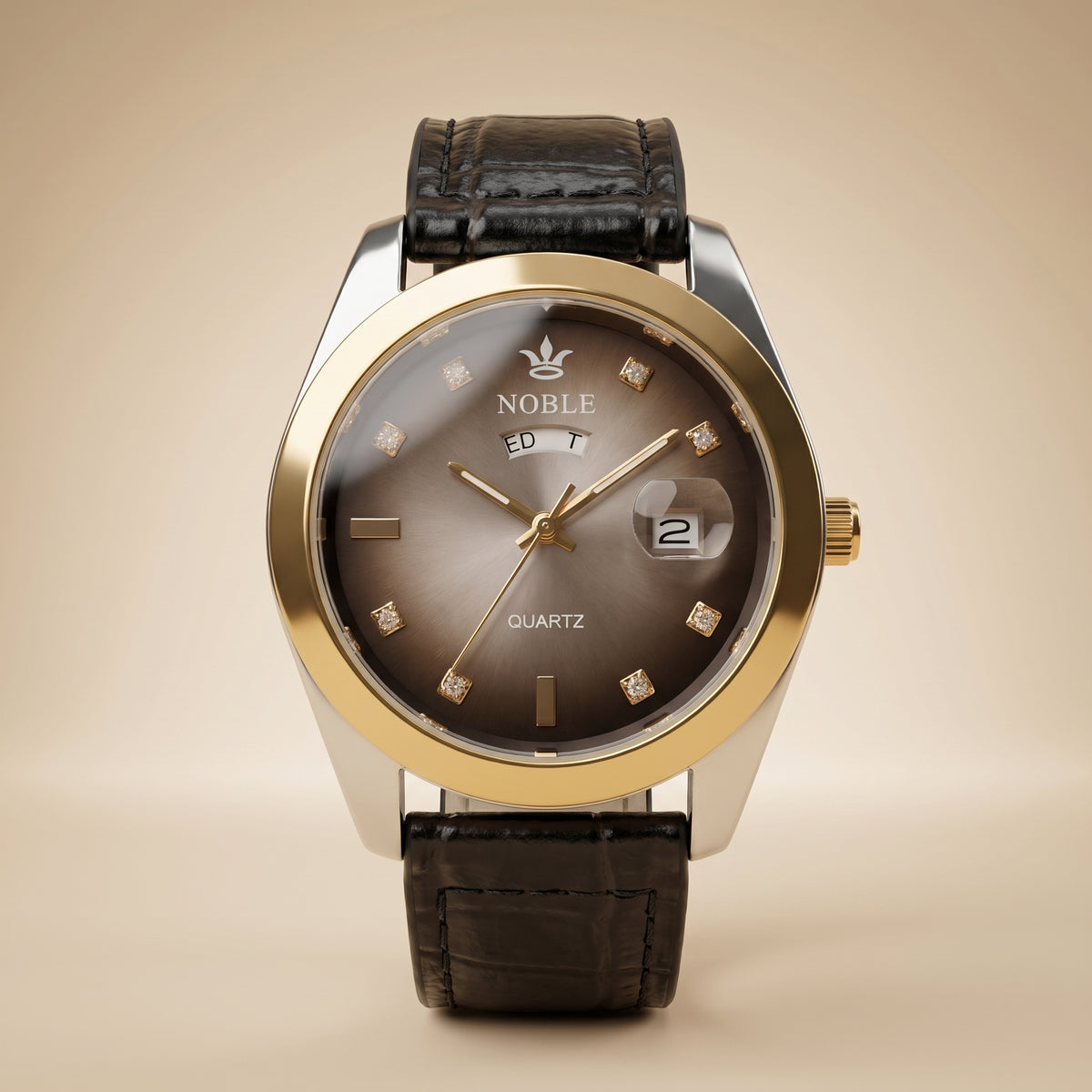 Men's Luxury Gold Watch with Black Leather Strap | ZOVA